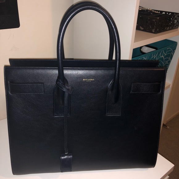 Ysl Yves Saint Laurent large Sac De Jour navy bag - Picture 1 of 8